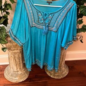 Hannah Blue Embroidered Tunic